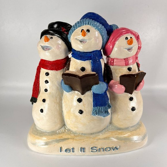 Vintage Snowmen Figurine California Creations Let It Snow Retro Chalkware 90s - Picture 1 of 12
